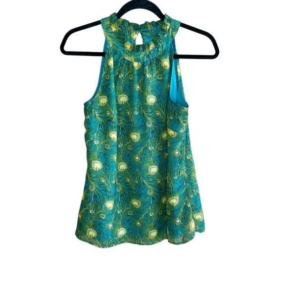 Liberty of London Target Hera Peacock Feathers High Neck Halter Top Size Small - Picture 1 of 10